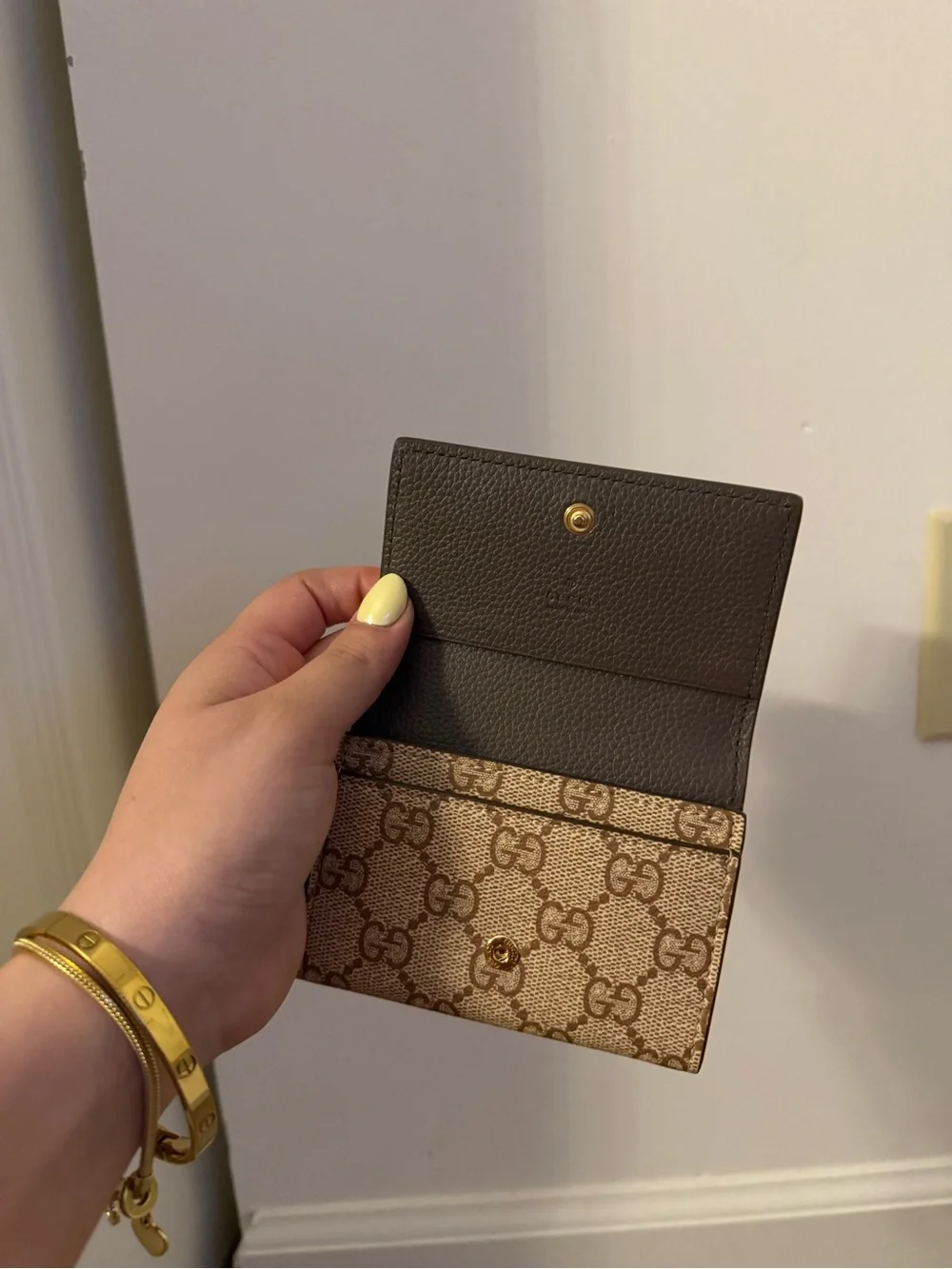 Gucci Brown Leather Continental Wallet with Gold GG Emblem